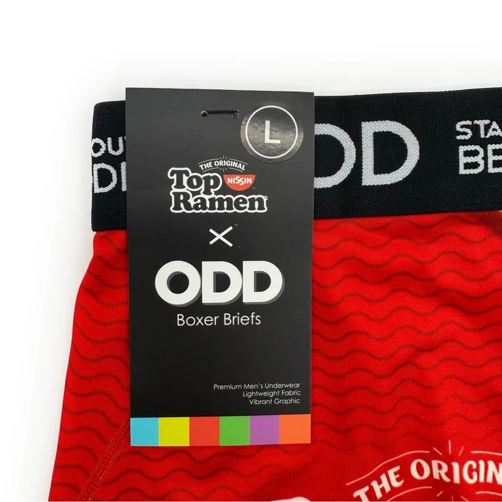 Odd Sox Top Ramen Noodle Boxer Briefs Mens Large Underwear Beef Red Black Gift
